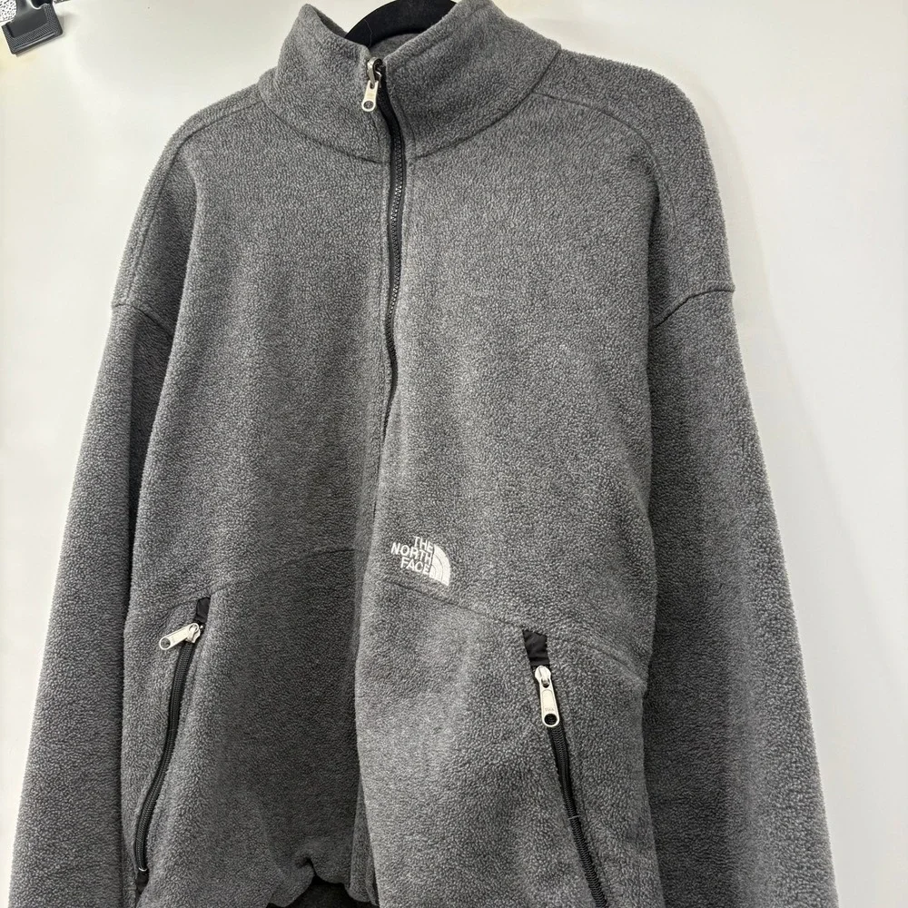 The North Face Mens Size XL Gray Full Zip Fleece Jacket Pit Zips